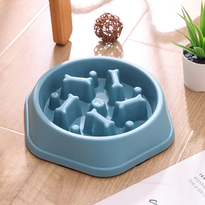 Dog Slow Feeder Bowl - Non-Toxic Polypropylene Plastic Dish with Stable Non-Slip Base, Easy to Clean, Regulates Eating Pace, Suitable for Dry and Wet Food