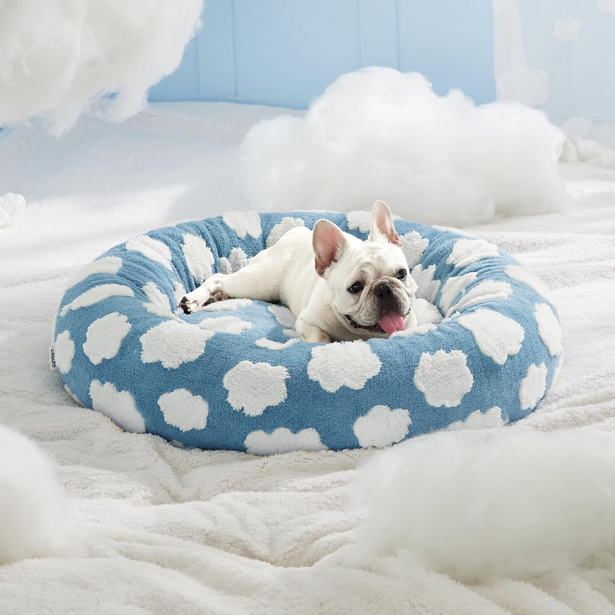 Jacquard Medium Dog Bed in Blue - 30" x 30" x 8