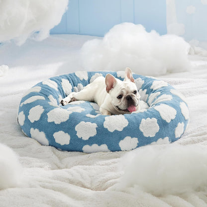 Jacquard Medium Dog Bed in Blue - 30" x 30" x 8
