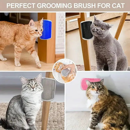 Cat Corner Brush - Soft Massage Self-Grooming Tool for Cats and Dogs, 1 Count Interactive Home Entertainment Accessory