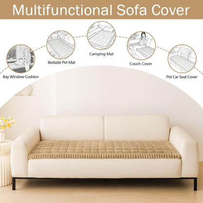 Premium Washable Non-Slip Plush Flannel Sofa Protector for Pets