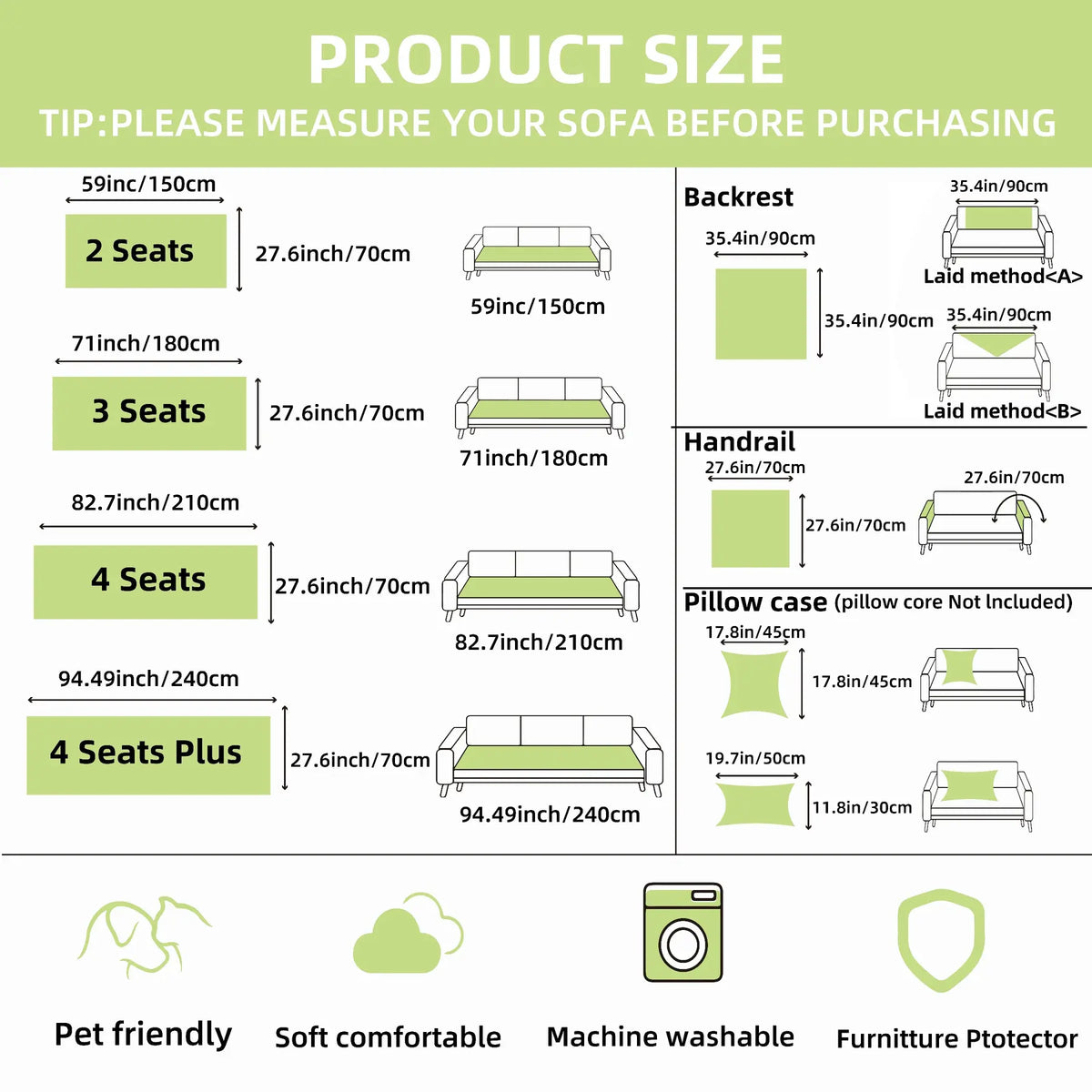 Plush Quilted Sofa Cover - Soft, Non-Slip Furniture Protector for Homes with Pets and Children, Machine Washable