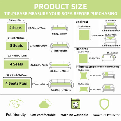 Plush Quilted Sofa Cover - Soft, Non-Slip Furniture Protector for Homes with Pets and Children, Machine Washable