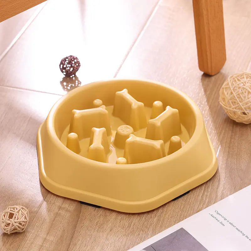 Dog Slow Feeder Bowl - Non-Toxic Polypropylene Plastic Dish with Stable Non-Slip Base, Easy to Clean, Regulates Eating Pace, Suitable for Dry and Wet Food