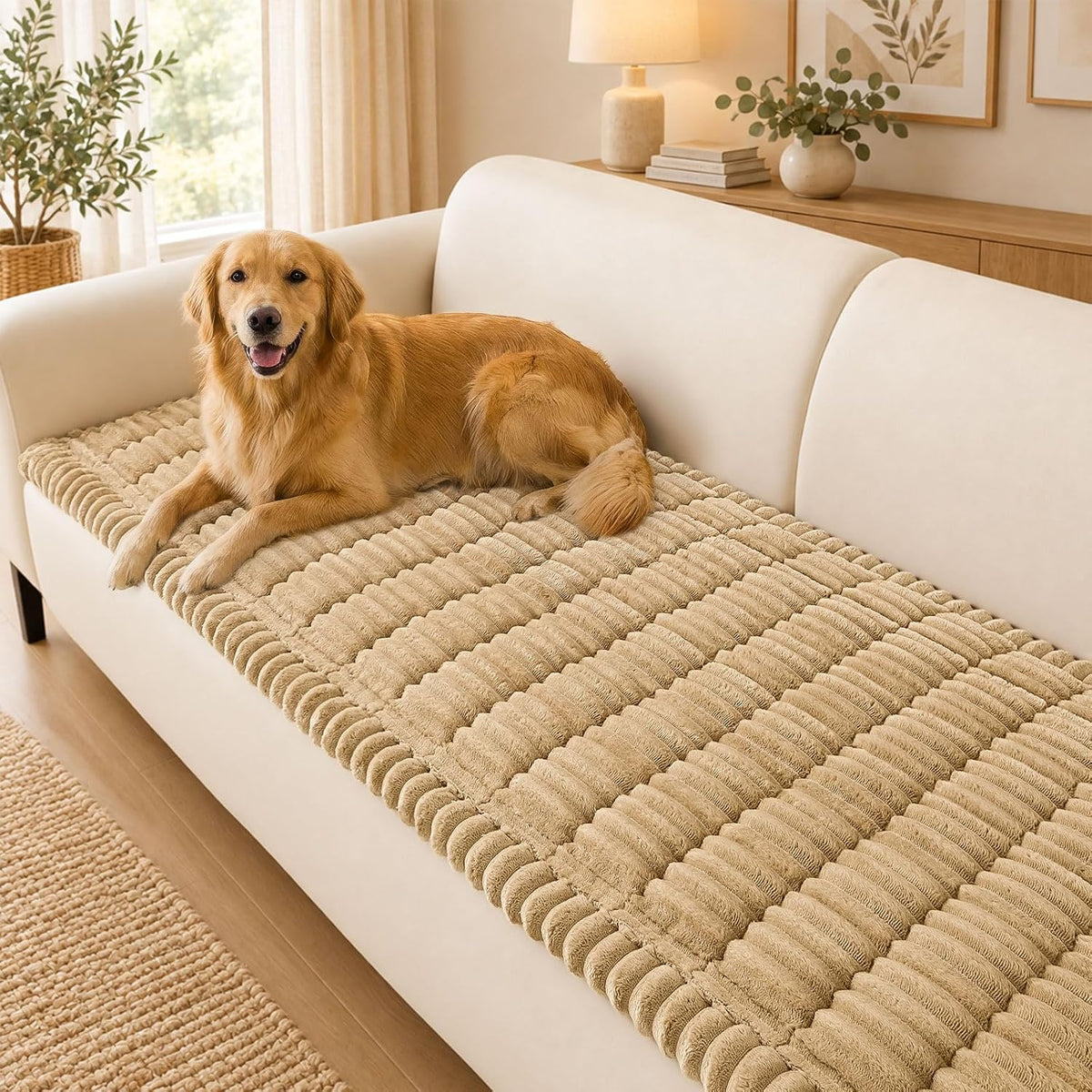 Premium Washable Non-Slip Plush Flannel Sofa Protector for Pets