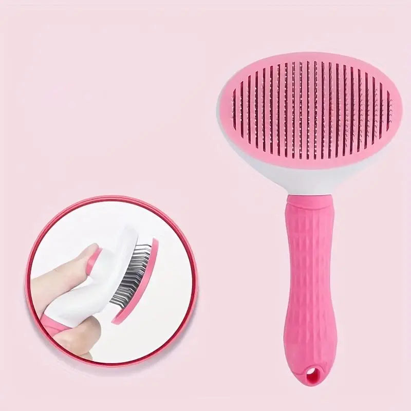 Pet Hair Removal Comb - One-Click Cleaning Grooming Brush for Dogs and Cats, Deshedding Tool and Accessories