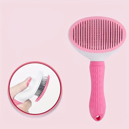 Pet Hair Removal Comb - One-Click Cleaning Grooming Brush for Dogs and Cats, Deshedding Tool and Accessories