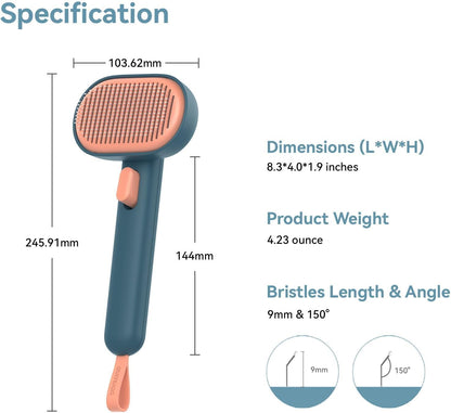Self-Cleaning Slicker Brush for Dogs and Cats - Gentle Grooming Tool for Effective Shedding and Deshedding of Long and Short Haired Pets