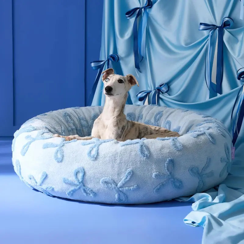 Lesure Jacquard Donut Dog Bed - Original Design Pattern, Puppy Bed, Polyurethane Foam, M (30X30X8), All Seasons, Washable Cover, Anti-Slip Bottom, Cute Home Decor, Perfect Gift for Pets for Any Occasion