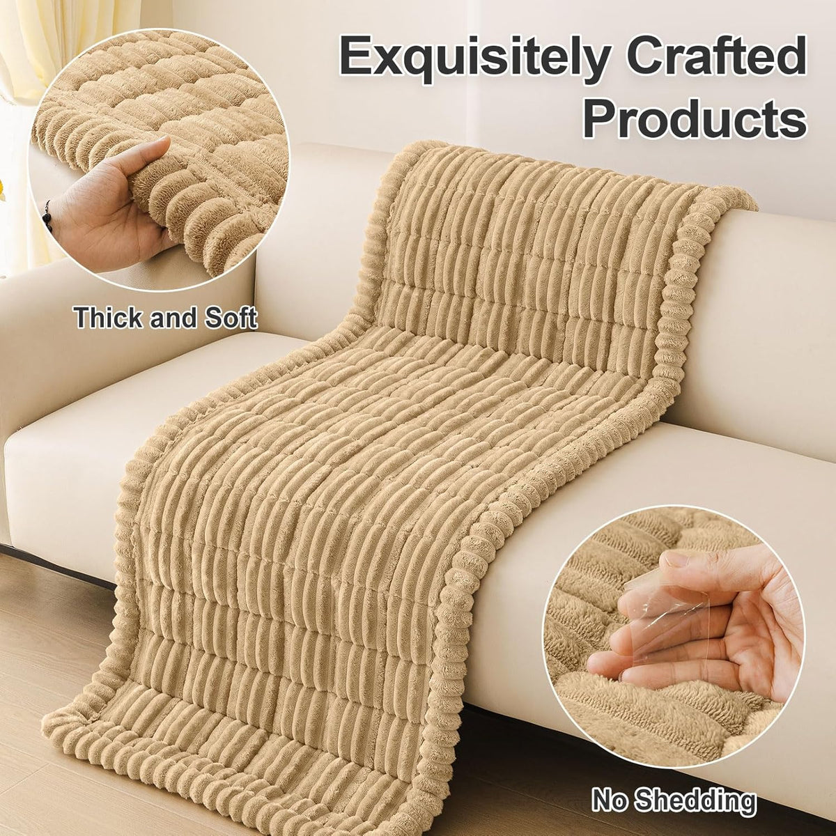 Premium Washable Non-Slip Plush Flannel Sofa Protector for Pets