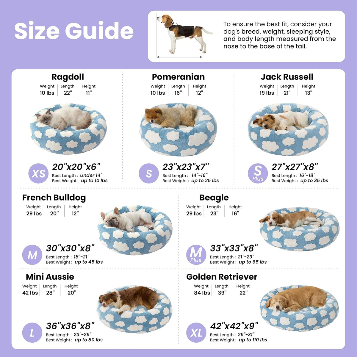 Jacquard Medium Dog Bed in Blue - 30" x 30" x 8