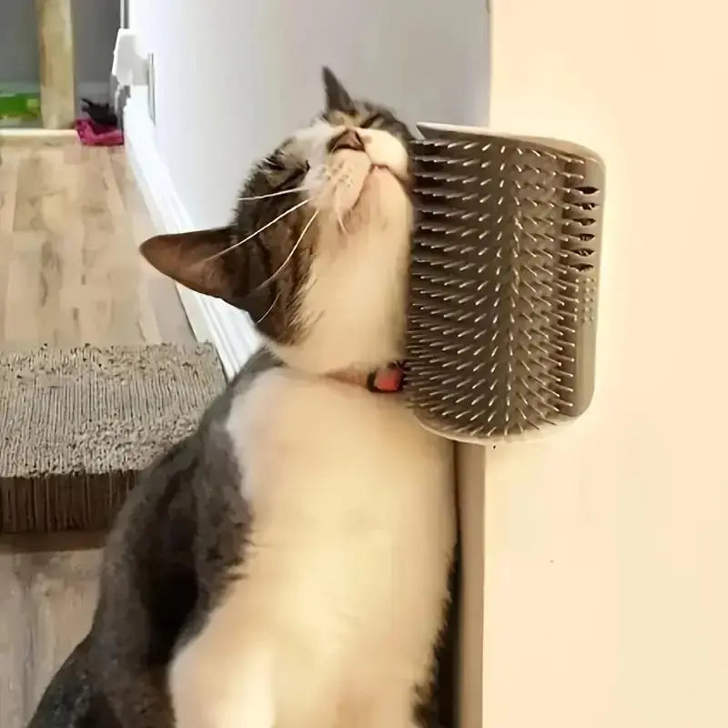 Cat Corner Brush - Soft Massage Self-Grooming Tool for Cats and Dogs, 1 Count Interactive Home Entertainment Accessory