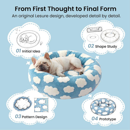 Jacquard Medium Dog Bed in Blue - 30" x 30" x 8