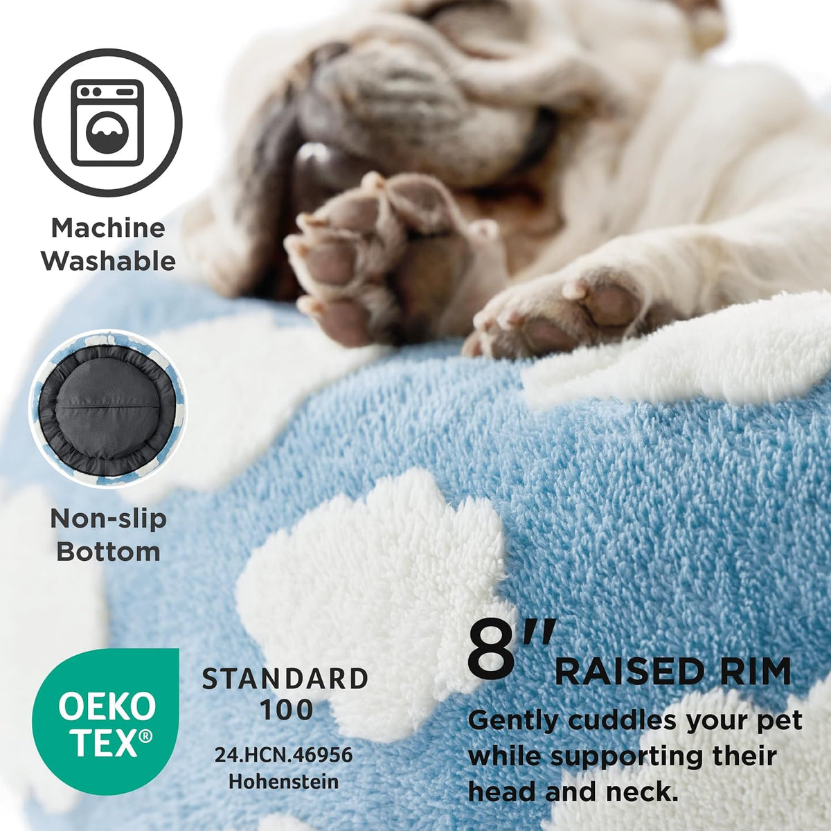 Jacquard Medium Dog Bed in Blue - 30" x 30" x 8
