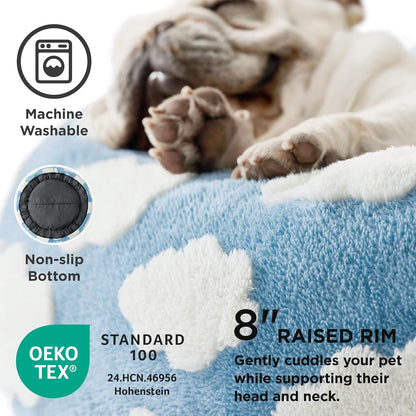 Jacquard Medium Dog Bed in Blue - 30" x 30" x 8