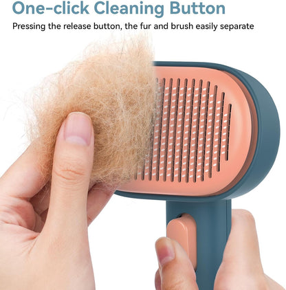 Self-Cleaning Slicker Brush for Dogs and Cats - Gentle Grooming Tool for Effective Shedding and Deshedding of Long and Short Haired Pets