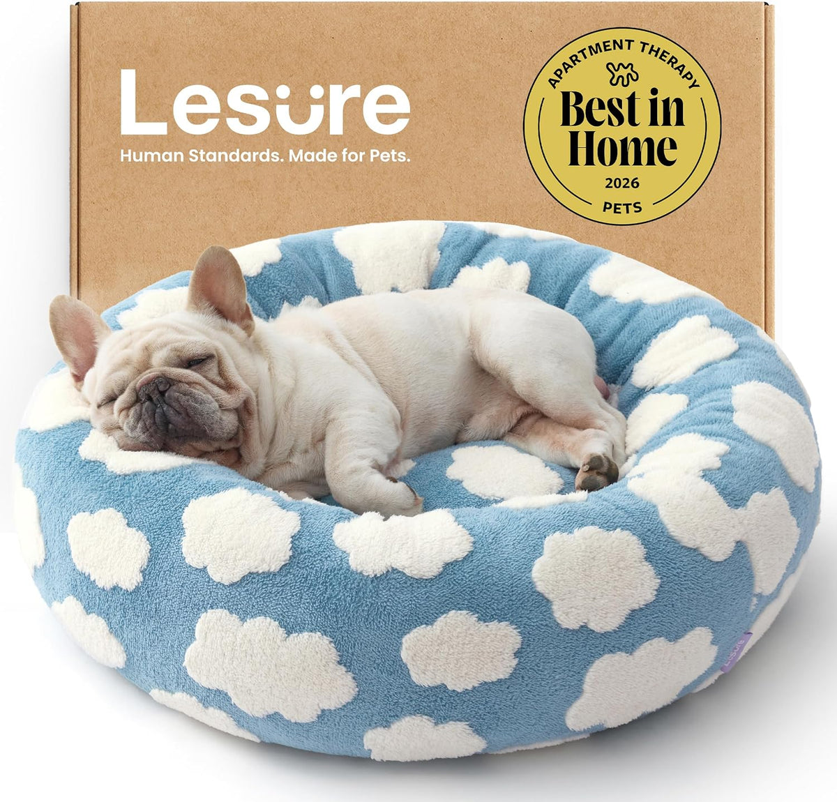 Jacquard Medium Dog Bed in Blue - 30" x 30" x 8