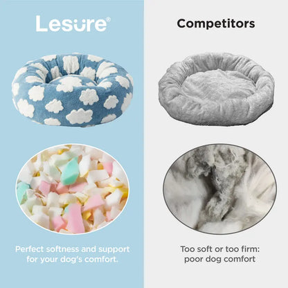 Lesure Jacquard Donut Dog Bed - Original Design Pattern, Puppy Bed, Polyurethane Foam, M (30X30X8), All Seasons, Washable Cover, Anti-Slip Bottom, Cute Home Decor, Perfect Gift for Pets for Any Occasion