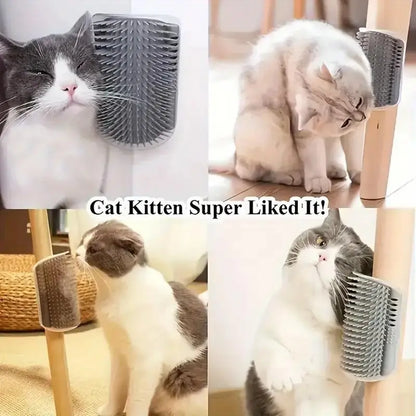 Cat Corner Brush - Soft Massage Self-Grooming Tool for Cats and Dogs, 1 Count Interactive Home Entertainment Accessory